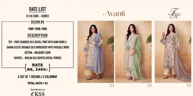 Avanti By T And M Heavy Chanderi Silk Digital Printed Salwar Kameez Wholesale Price In Surat
